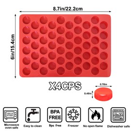 4Pack 55 Cavity Cylinder Candy Mold - Mini Round Column Silicone Mold for Gummy, Chocolate, Truffles Ganache, Jelly, Pralines, Caramels, Keto Snacks