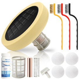 Qualirey Solar Pool Ionizer Automatic Floating Water Cleaner and Purifier, 90% Less Chlorine, with 4 Pcs Scum Eliminating Ball, up to 45, 000 Gallons for Fresh, Salt Water Pools and Spas (Yellow)