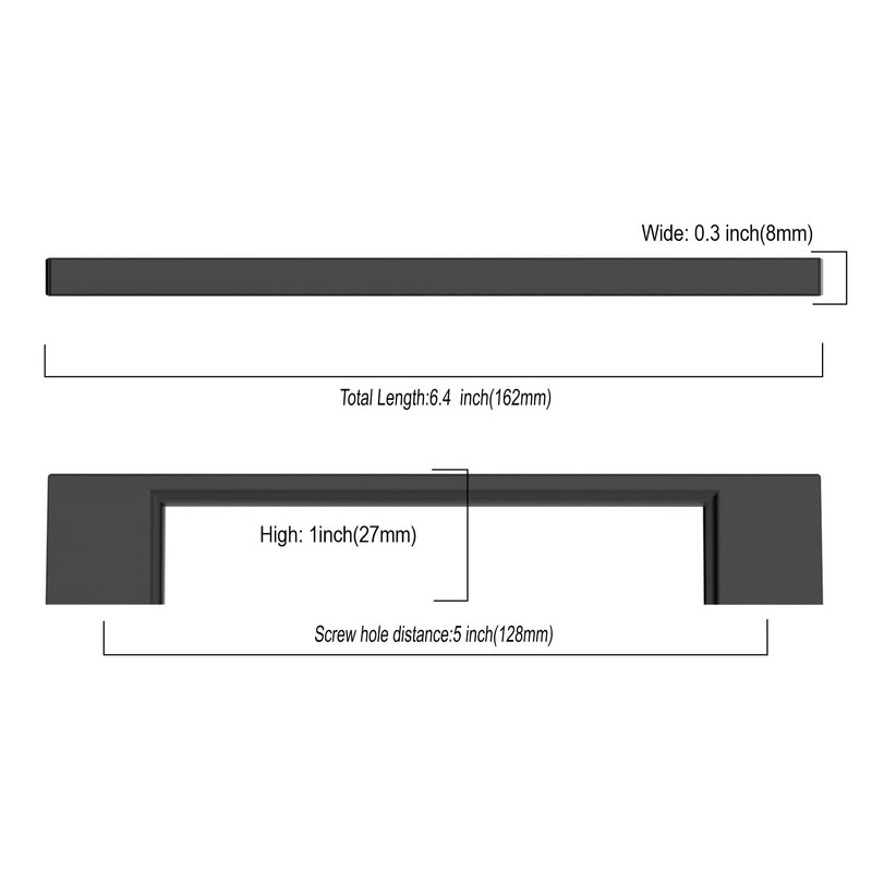 Asidrama 10 Pack 5 Inch(128mm) Matte Black Kitchen Cabinet Handles,