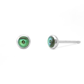 Boma Jewelry Sterling Silver Mini Circle Stud Earrings (Abalone)