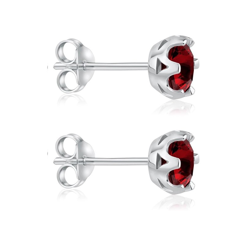 SILVEGO Women's Earrings 925 Sterling Silver with Real Garnet 6
