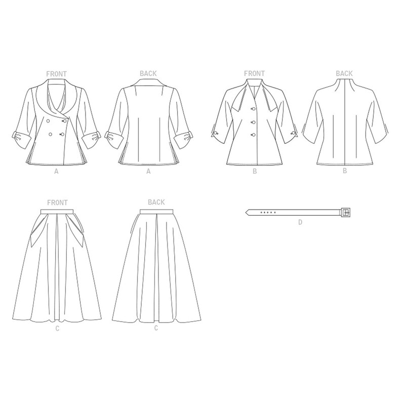 Vogue Patterns V1863F5 Ladies Blouse, Belt and Skirt Sewing Pattern