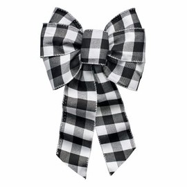 7444 Decorative Bow, Black/White Buffalo Plaid, 8.5 x 14 in. - Quantity 12