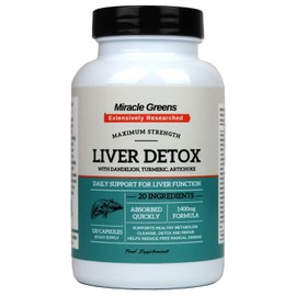 Liver Detox and Repair – 1400mg Complex | High Strength with 20 Effective Ingredients | Boosted with Dandelion, Turmeric, Amino Acids, Vitamins and More | 120 Capsules - 60 Day Supply