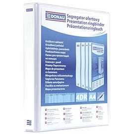 DONAU 2788304PL-09 Presentation Ring Binder Presentation / White / 4-D Ring Mechanism DIN A4 Filling Height 30 mm / with Pockets / Pack of 1