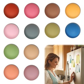 12 Pack Strong Fridge Magnets for Refrigerator,Cute Whiteboard Magnet Colorful Round Locker Magnetic Mini Push Pins for Kitchen & Office Photos,Memos,Notes,Maps & Crafts(12 Pieces & 12 Colors)