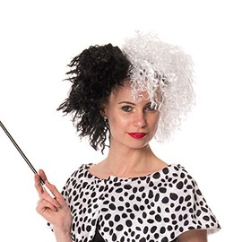 Cruella Da Vil Fancy Dress White and Black Ladies Wig