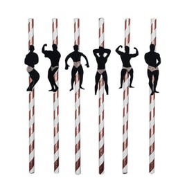 30 Pcs Disposable Paper Straws 7.7-inch Bachelorette Party Decor Fun Long Drinking Straws Tumbler Straws Bachelor Party Supplies (Rose Golden - Streak)