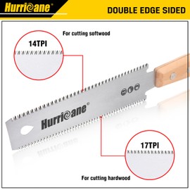 HURRICANE Japanese Pull Saw, 6 Inch (150mm) Woodworking Tools Double Edge Sided Pull Saw, SK5 Flexible Blade, 14/17 TPI Flush Cut Saw, Beech Handle Wood Saw Cutter, Hand Saw for Wood Cutting