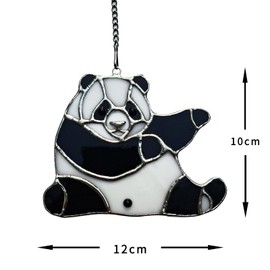 Stained Glass Panada Bear Ornament Window Hanging Suncatcher Home Decor, Birthday Gifts for Mom, Women, Mother's Day, Birthday, Christmas, Butterfly Lovers, or Housewarming Gift