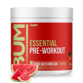 RAW Essential Pre-Workout Powder (Sour Watermelon) - Chris Bumstead Sports Nutrition Supplement for Men & Women - Preworkout Energy Powder with Caffeine, L-Citrulline, L-Tyrosine, & Beta Alanine Blend