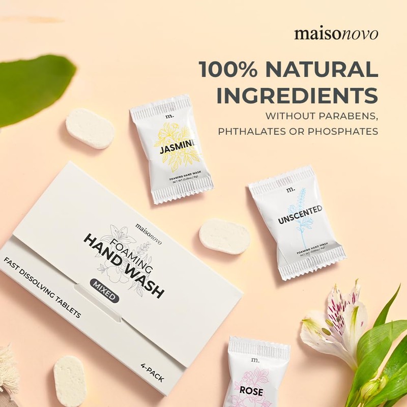MAISONOVO 4 Pack Lily Scent Foaming Hand Soap Tablets