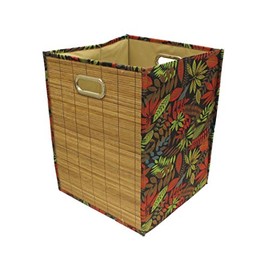 Seta Direct, Foldable Brown Bamboo Square Storage Laundry Hamper with Handle [Large, Black Tropical Flower]