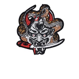 Angry Head Clothes Patches Tattoo Snake Skull Embroidered Clothes Patch Applique Badge Iron On Sew On Emblem Custom DIY Jeans Jacket Kid's Clothing Bag