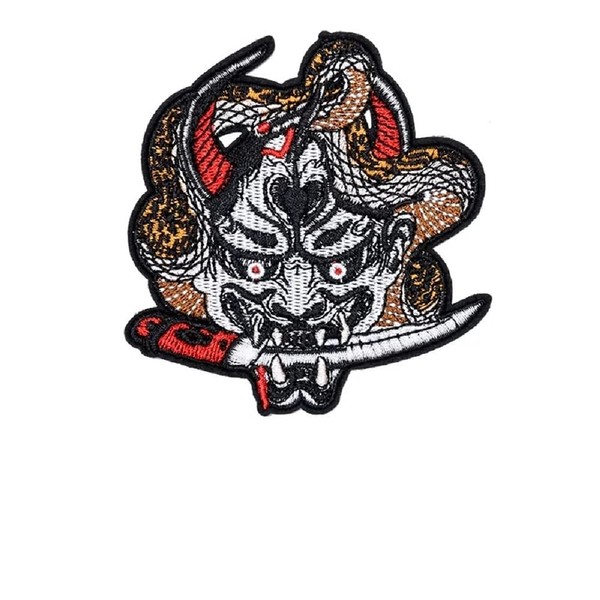 Angry Head Clothes Patches Tattoo Snake Skull Embroidered Clothes Patch