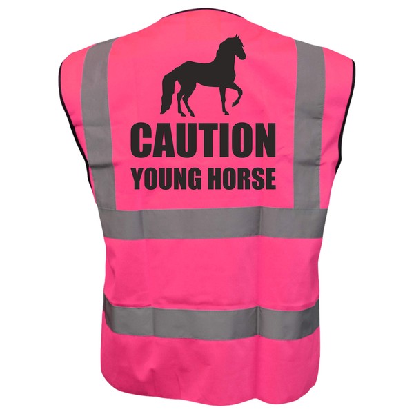 Equestrian CAUTION YOUNG HORSE Hi Viz Vis Vest Horse Riding