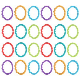 Kisangel 48pcs Rings Links Plastic Rings Colorful Round Clip On Connecting Ring for Strollers Car Seat Travel