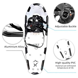 XtremPro All Terrain Snowshoes with Trekking Poles,Lightweight Aluminum Snowshoes and Trekking Poles for Women/Men/Kids,Adjustable Ratchet Bindings and Carrying Tote Bag(Black, 25)