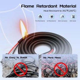 10AWG 20FT Twin Wire Solar Panel Extension Cable, Bateria Power 10 Gauge PV Wire with IP68 Female & Male Waterproof Connectors, Flame Retardant Protective Sleeving and Dust Caps for Home, RV