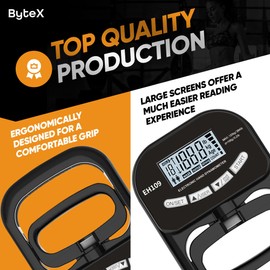 ByteX Hand Dynamometer Grip Strength Trainer - Electronic Hand Grip Strength Tester Grip Strengthener Hand Exerciser Meter Digital Hand Grip Training Gauge for Sport Home School Use (Black, 265 lbs : 120 kgs)
