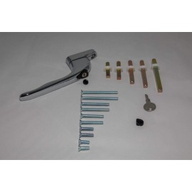 1st Time Fix UPVC Universal Inline Espag Lockable Double Glazing Window Handle Multi Spindles & Screws (Chrome)