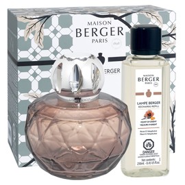 MAISON BERGER - Lampe Berger Model Adagio - Home Fragrance Lamp Diffuser - 4.0 x 4.0 x 4.3 inches - Includes Fragrance Velvet of Orient - 8.45 Fluid Onces - 250 milliliters (Grey Pink)