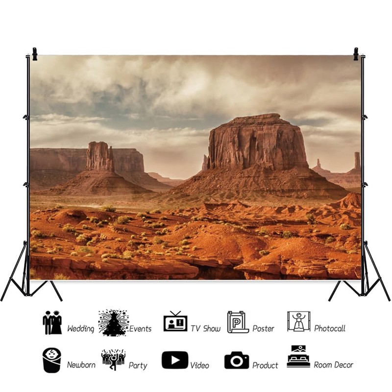 Leowefowa 10x8ft Desolate Desert Photo Backdrop Dark Desert and Mountain