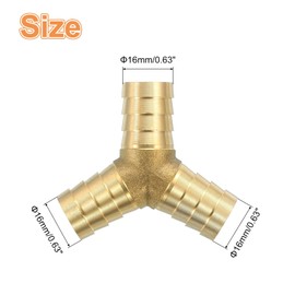 sourcing map 2 Pcs Brass Hose Barb Fitting Y Shaped 3 Way Connector Coupler, 5/8" ID Brass Fitting Air Hose Fittings for Connecting Water Fuel Air, Oil Hoses