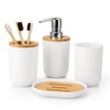 Set 4 Baño Dispensador, Jabonera, Porta Cepillos, Vaso Blanco