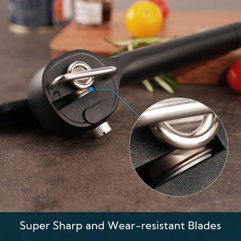 KITCHENDAO Replaceable Can Opener with 3 Extra Blades, Safe Cut