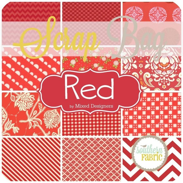 Red Scrap Bag (Approx 2 Yards) by Mixed Designers -