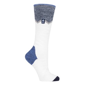 HEAT HOLDERS Lite Women's Knee-Length Warm Colourful Pattern Extra Ultra Thin Ski Socks, Creme Zig Zag