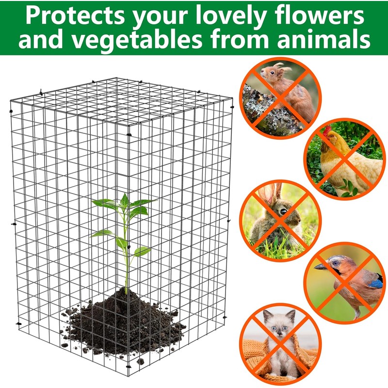 Adnee 7 Pack Wire Plant Protector with Cover-20x12x12 Inch Detachable