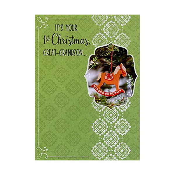 Designer Greetings Rocking Horse Ornament on Green Juvenile 1st :