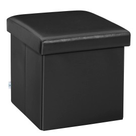 B FSOBEIIALEO Folding Storage Ottoman Cube with Faux Leather Toy Chest Footre...