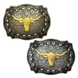 UDNFHL 2 pieces retro belt buckle, belt buckle, strap accessories, belt buckle in punk style., gold, M