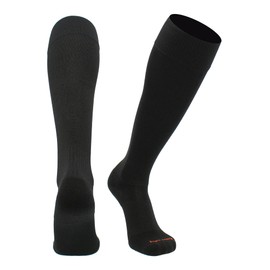 Black Soccer Socks Mens Womens Boys Girls Performance Sport Sock Knee High Soccer Socks Adults Teens Finale (Black, Large)