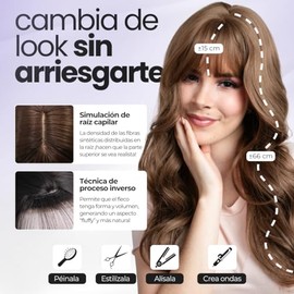 GAIBMAX - Pelucas Para Mujer, Peluca Larga Con Fleco Aspecto Natural, Fibras Sintéticas Alta Calidad, Ideal Para Cosplay, Disfraz, Moda y Belleza Muje