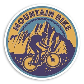 2 x 10cm Mountain Bike Vinyl Stickers - Cycling Biker Laptop Sticker #34502 (10cm Wide)