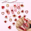 Valentine's Day Nail Charms 16Pcs Heart Nail Charms Red Nail