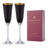 DIAMANTE Oro Black Champagne Flutes - 'Oro Black' Collection -