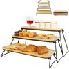FINESSY Bamboo Wooden Tiered Serving Trays & Platters, Three Tiered