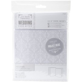 Papermania 6 x 6-Inch Wedding Damask Paper Inserts