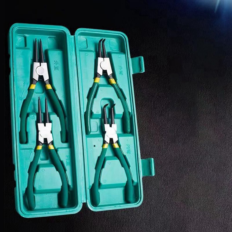 Veumoie Circlip Plier Set 7 Inches External Internal Staight Bent