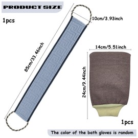 XoeLLe Rückenschrubber + Peelinghandschuh, Peeling Duschtuch mit Griffen, Exfoliating Glove Rückenbürste, 2 Stück Badezubehör für Damen Herren zum Entfernen Abgestorbener Haut (Grau)