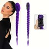 Purple Braided Ponytail Hair Extension, Claw Clip in Synthetic Braid