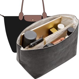 Doxo Long Champ Organizer Insert, Bag Organizer Insert for le pliage Large and More, Lightweight Waterproof DupontPaper, Keeps Handbags Shaped & Neat, 6 Compartments, 4 Size (Black, L)