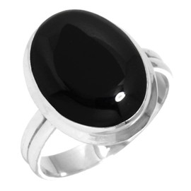 Jeweloporium 925 Silver Ring for Women Size Z 1/2 Genuine Black Onyx Gemstone Vintage Silver Ring Mothers' Day Gift Solitaire Jewelry
