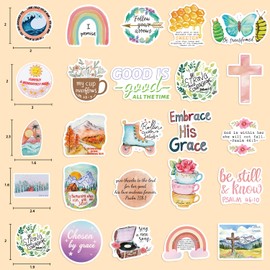 50PCS Bible Verse Stickers Inspirational Christian Sticker Jesus Aesthetic Scripture Stickers Religious Gifts for Women Kids Faith Based Gifts