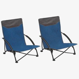 2 Pack Portable Beach Chair, Lightweight Camping Chair with Carry Bag, Low Folding Beach Chair for Adults, Compact Ourdoor Chair for Picnic, Fishing and Sports Events, Blue